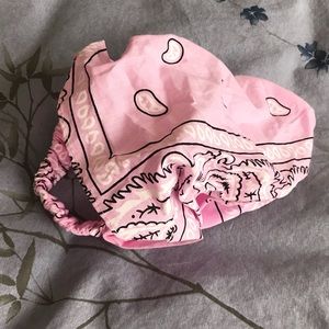 Pink & black headband bandana hair wrap